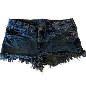 Blank NYC Short Shorts Little Queenie Black Denim Distressed Frayed Size 26